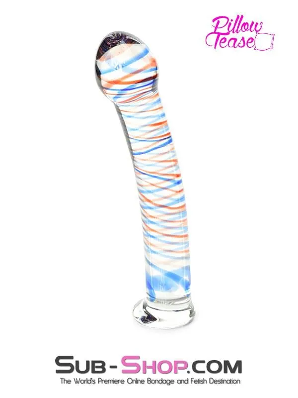 0591M      Candy Cane Red and Blue Striped Glass Massager - LAST CHANCE - Final Closeout!