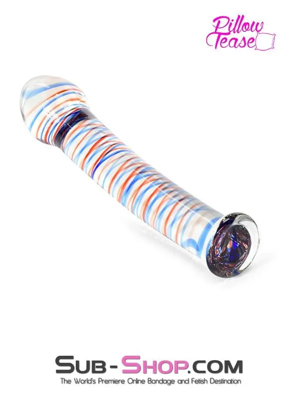 0591M      Candy Cane Red and Blue Striped Glass Massager - LAST CHANCE - Final Closeout!