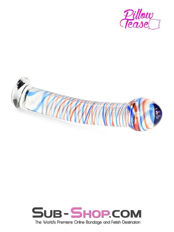0591M      Candy Cane Red and Blue Striped Glass Massager - LAST CHANCE - Final Closeout!