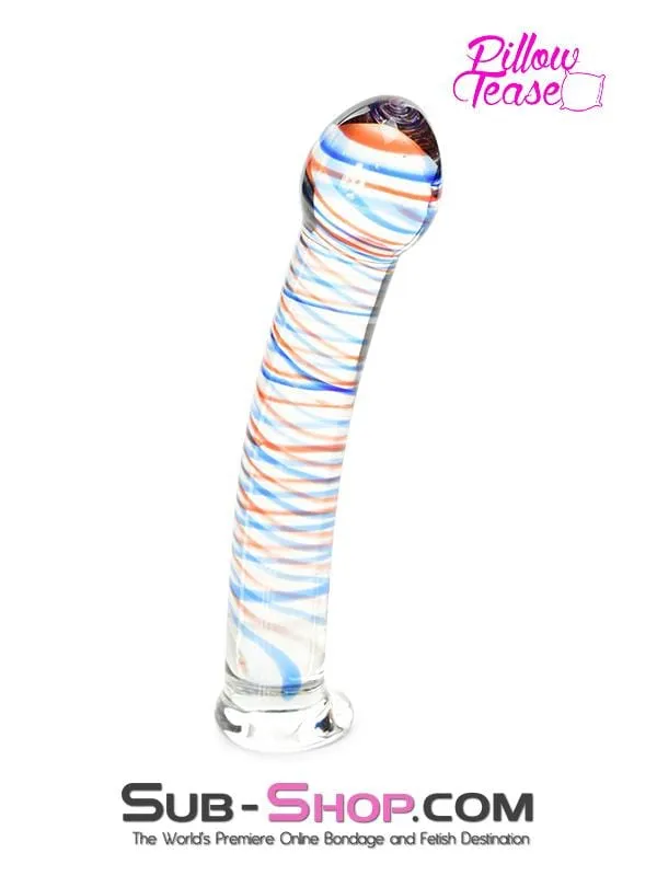 0591M      Candy Cane Red and Blue Striped Glass Massager - LAST CHANCE - Final Closeout!