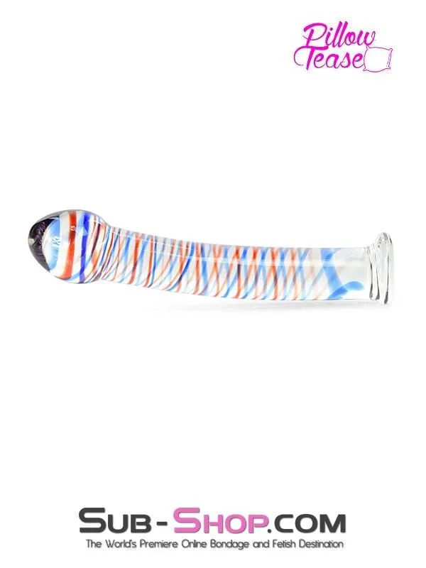 0591M      Candy Cane Red and Blue Striped Glass Massager - LAST CHANCE - Final Closeout!