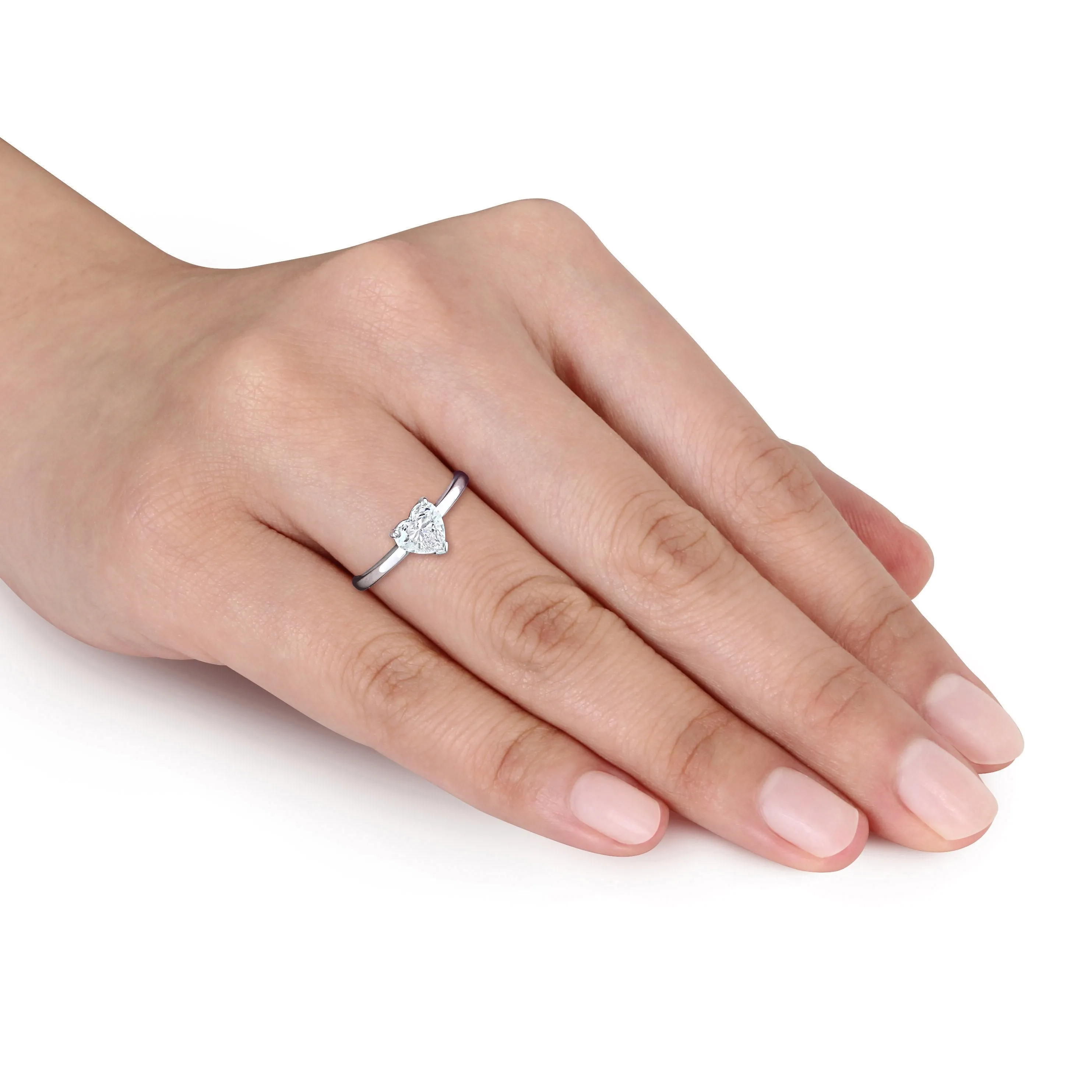 1 CT Heart Diamond TW Fashion Bridal Ring 14k White Gold