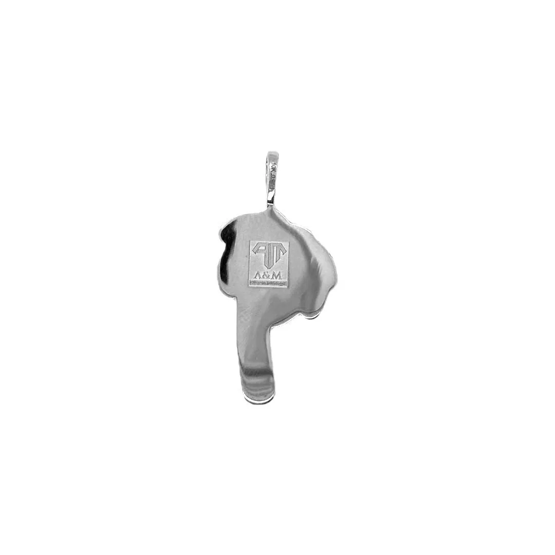 10K White Gold Palm Tree Diamond Pendant 1.0 CT 1.26"