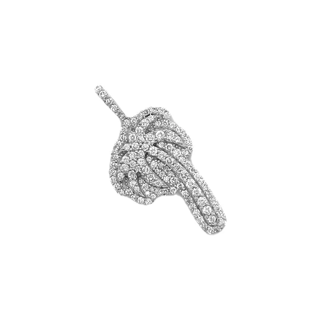 10K White Gold Palm Tree Diamond Pendant 1.0 CT 1.26"