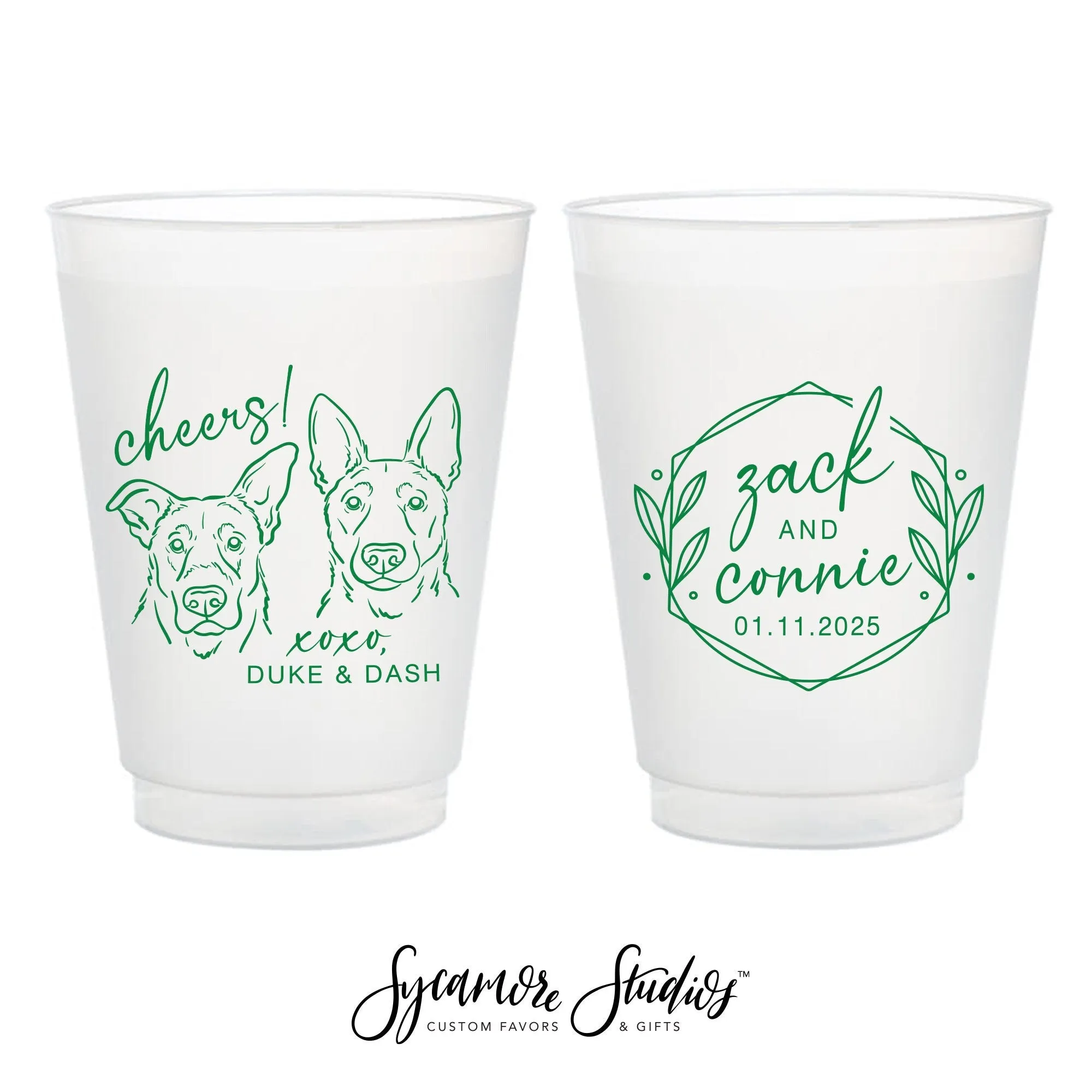 12oz or 16oz Frosted Unbreakable Plastic Cup #221 - Custom Pet Illustration