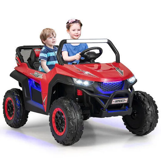 12V 2-Seater Kids Ride on UTV with Slow Start Function Music-Red - Color: Red