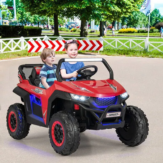 12V 2-Seater Kids Ride on UTV with Slow Start Function Music-Red - Color: Red