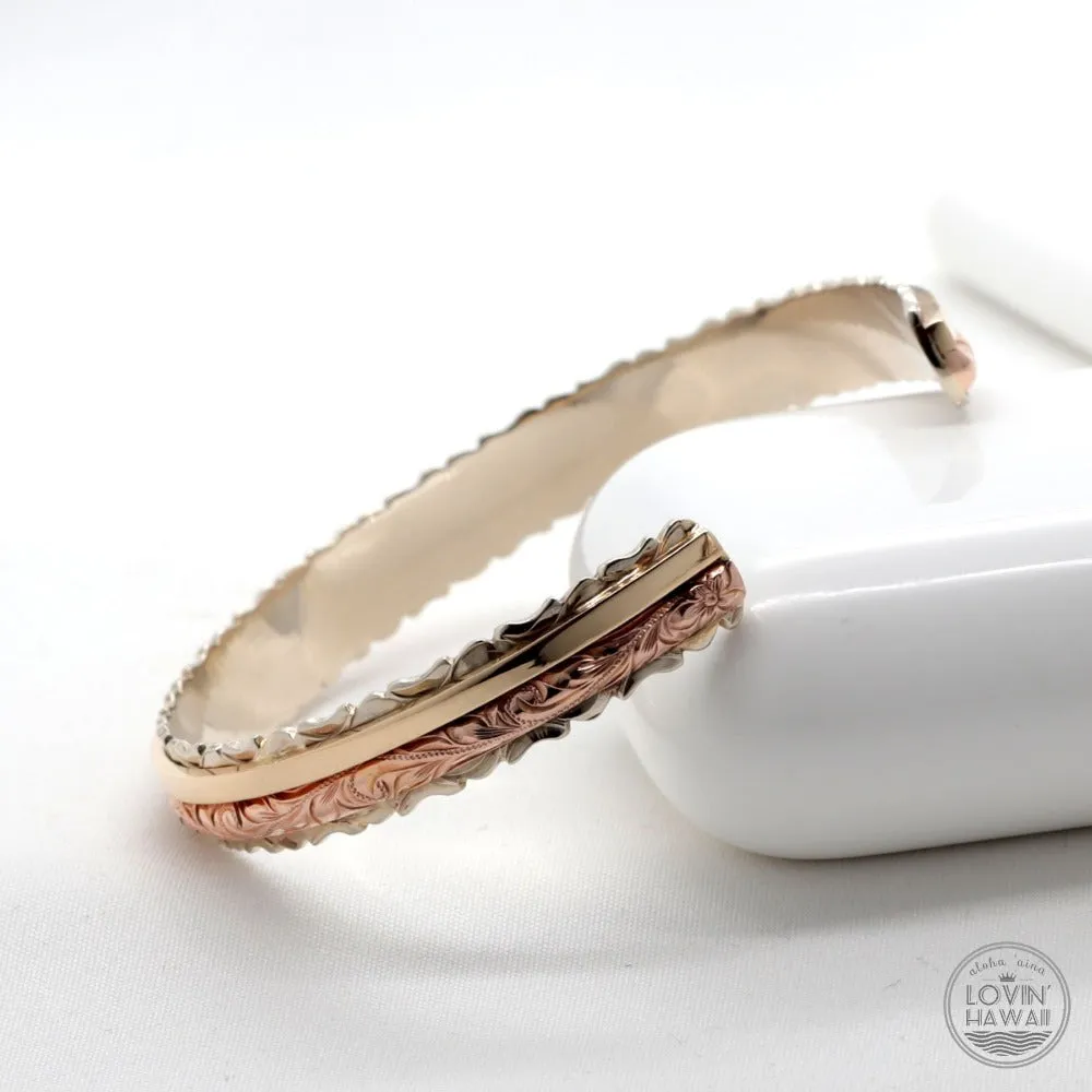 14K Gold Hawaiian Bracelet (8mm width, Flat Style)