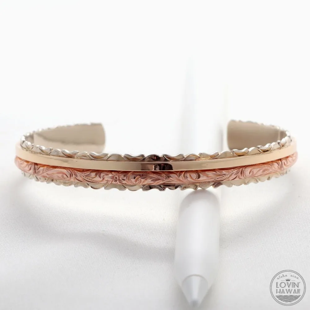 14K Gold Hawaiian Bracelet (8mm width, Flat Style)