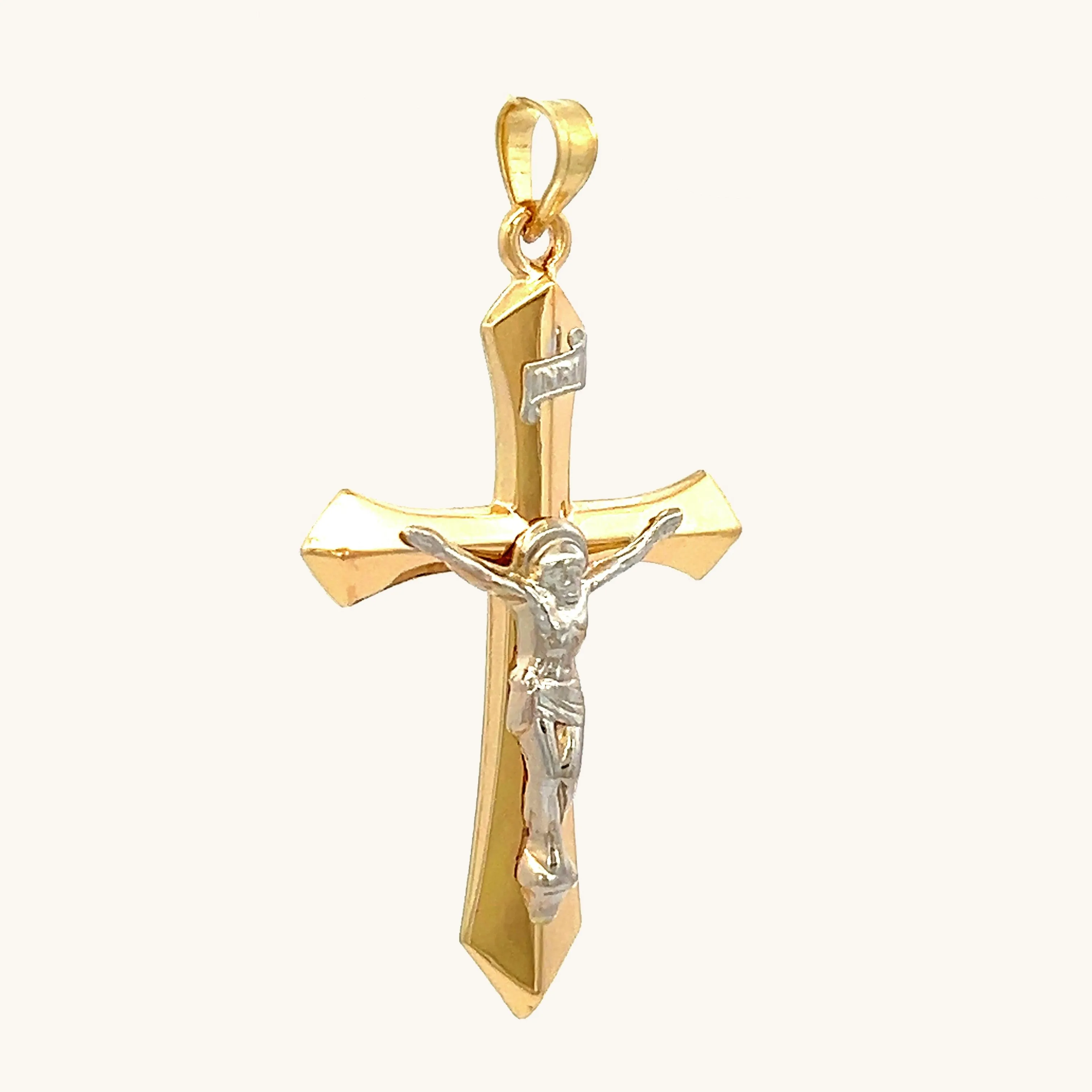 14K GOLD INRI CRUCIFIX PENDANT