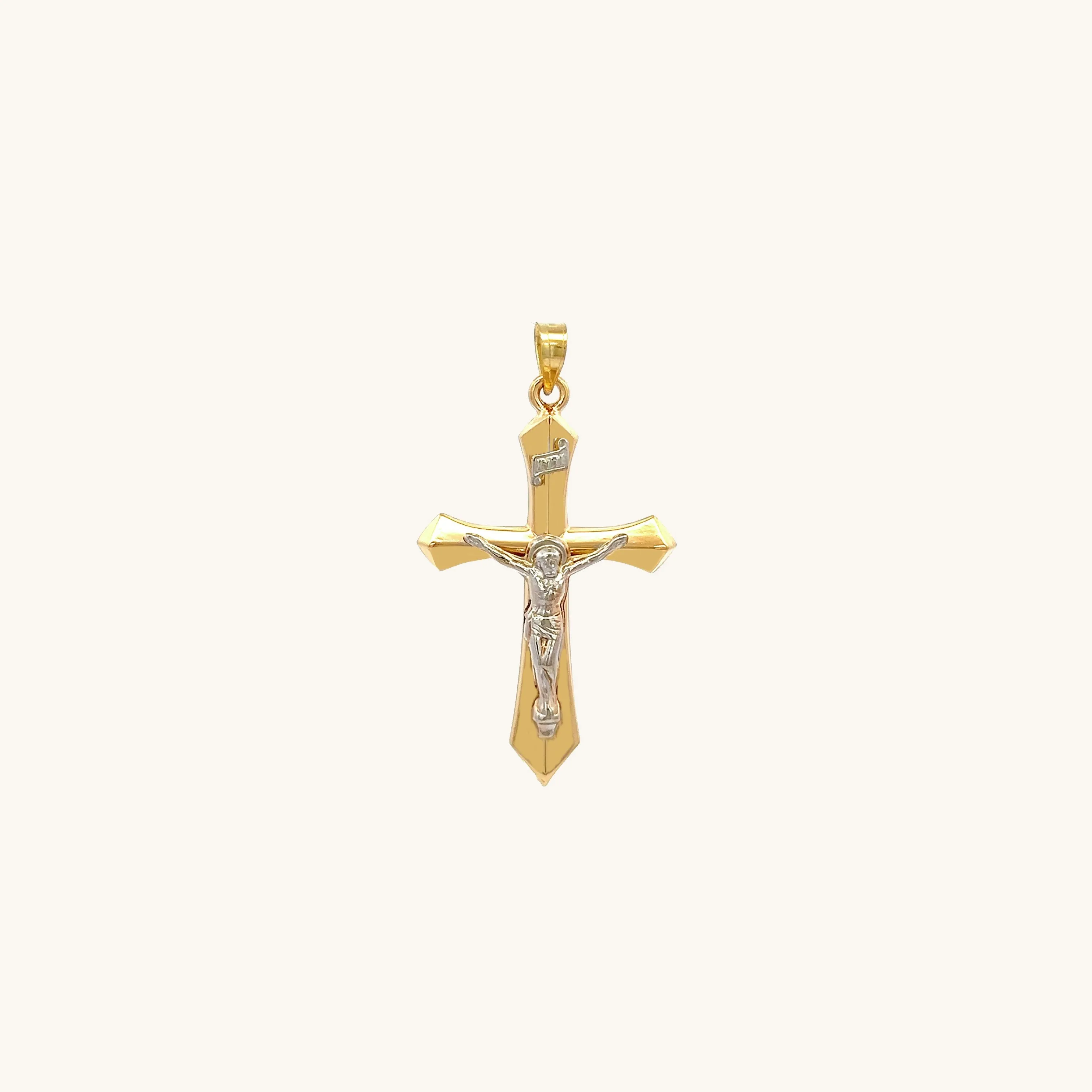 14K GOLD INRI CRUCIFIX PENDANT
