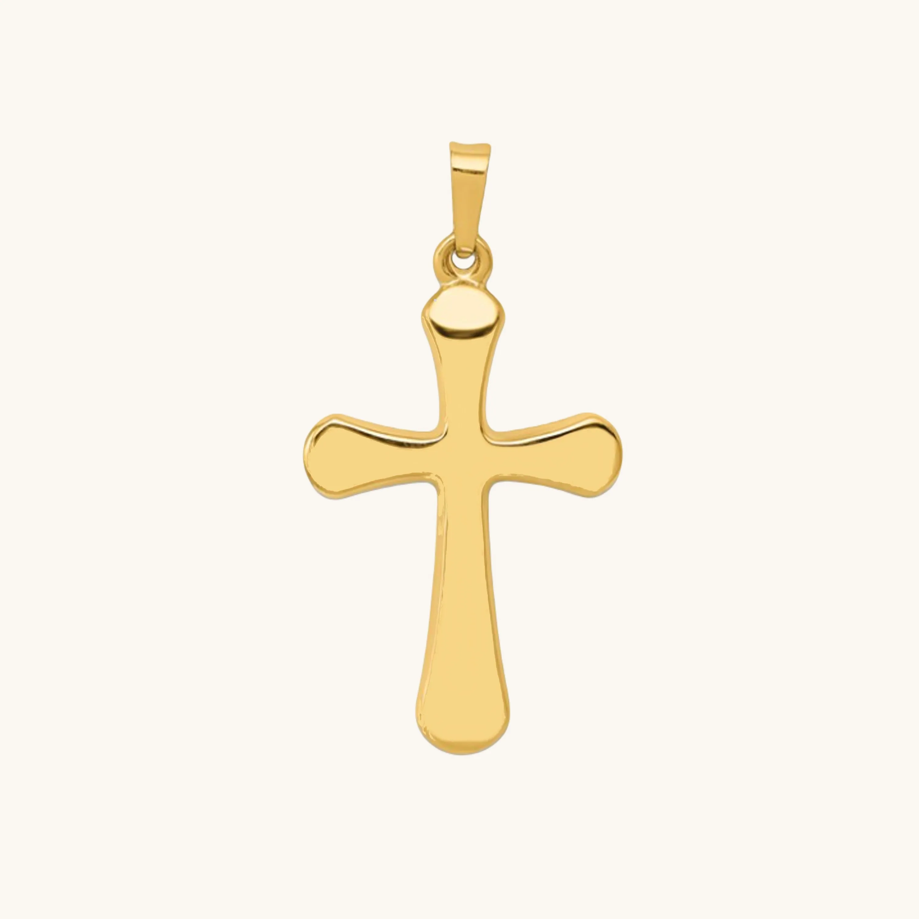 14K GOLD ROUNDED CROSS PENDANT