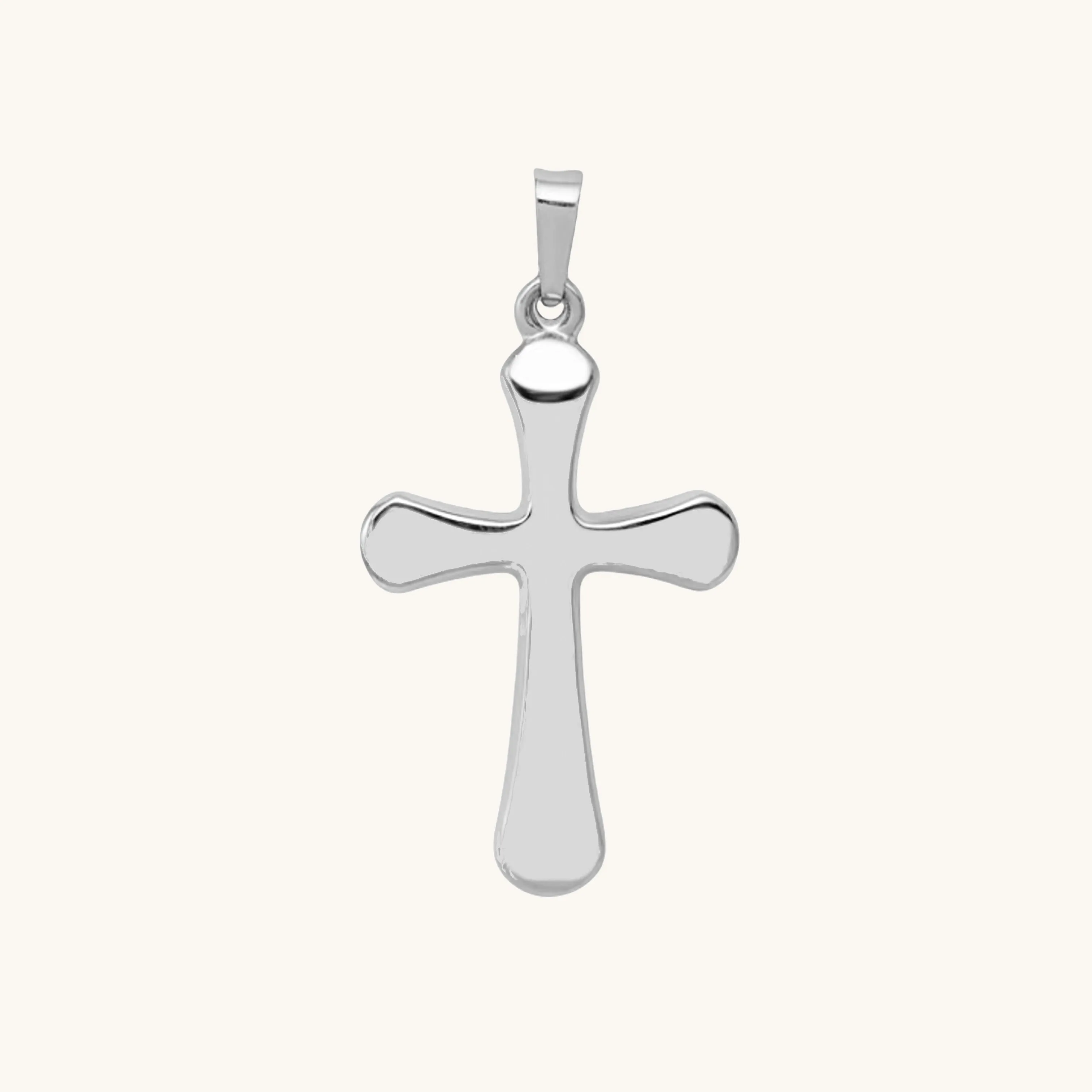 14K GOLD ROUNDED CROSS PENDANT