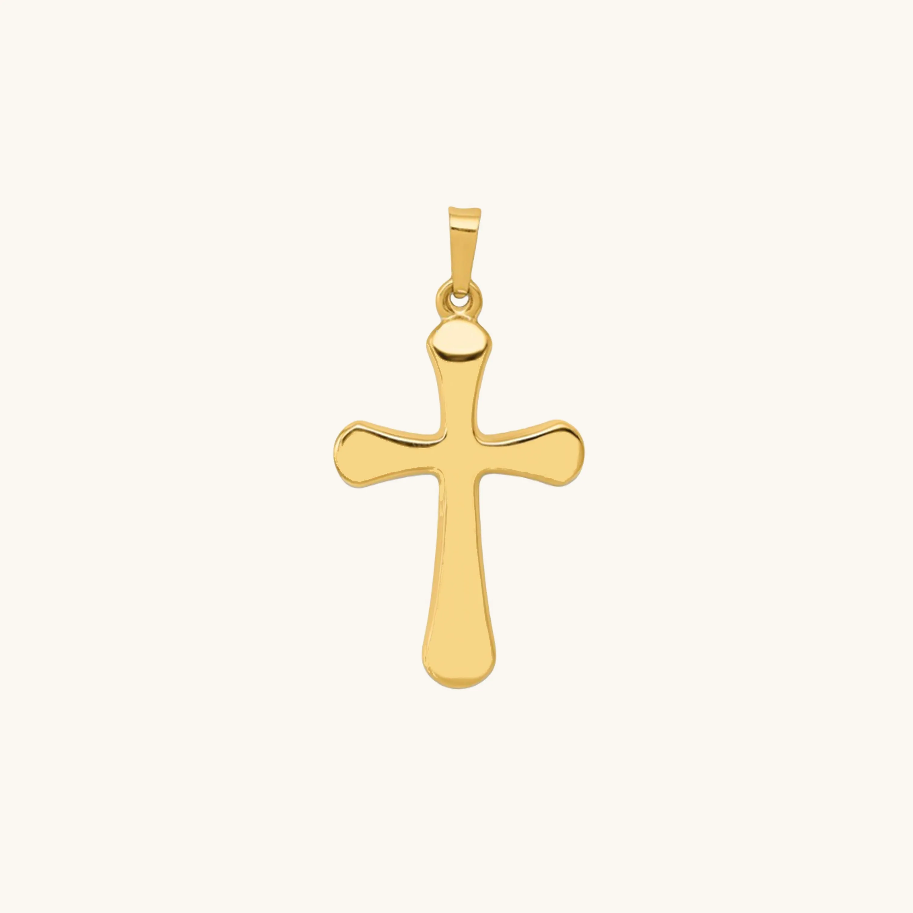 14K GOLD ROUNDED CROSS PENDANT