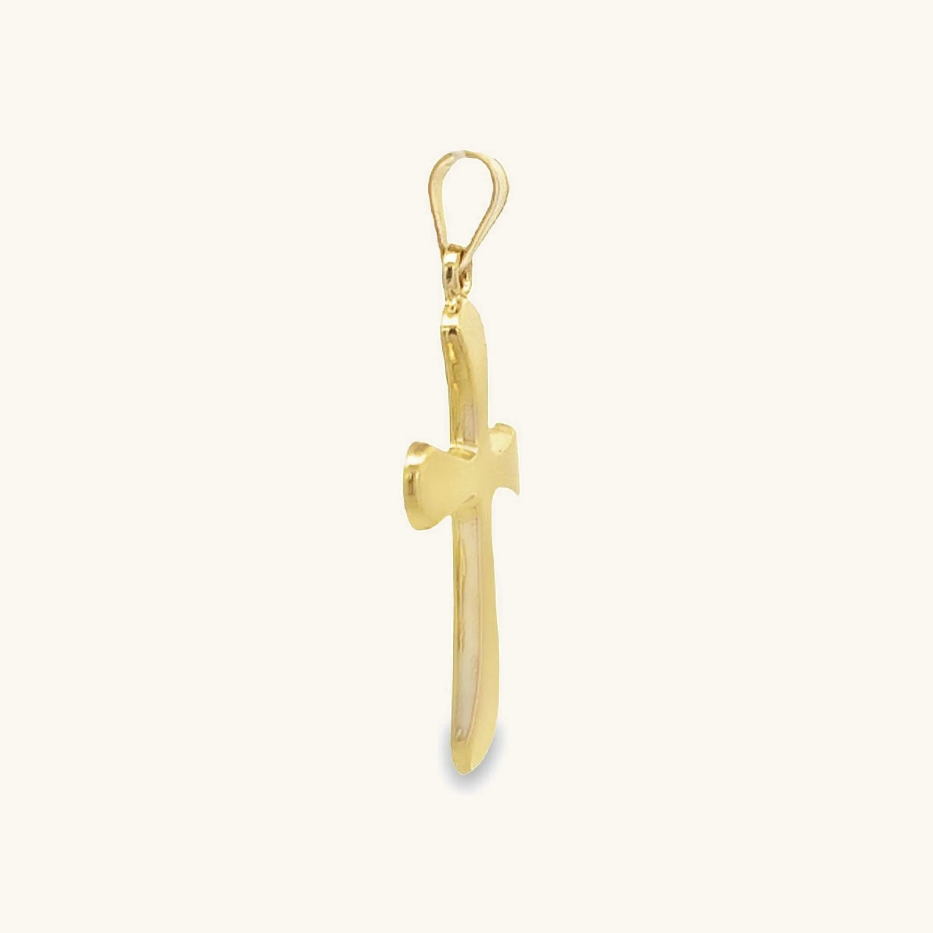 14K GOLD ROUNDED CROSS PENDANT