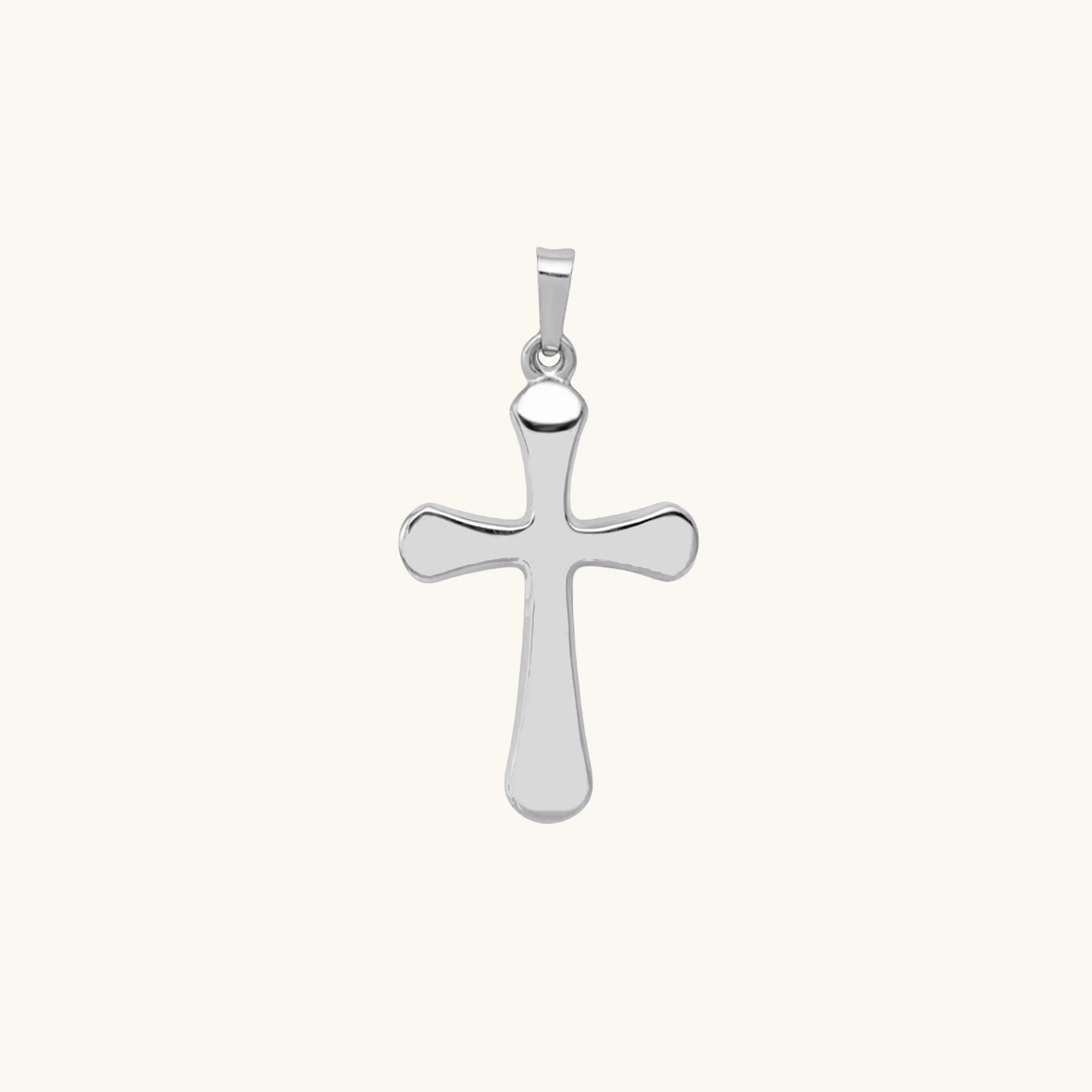 14K GOLD ROUNDED CROSS PENDANT