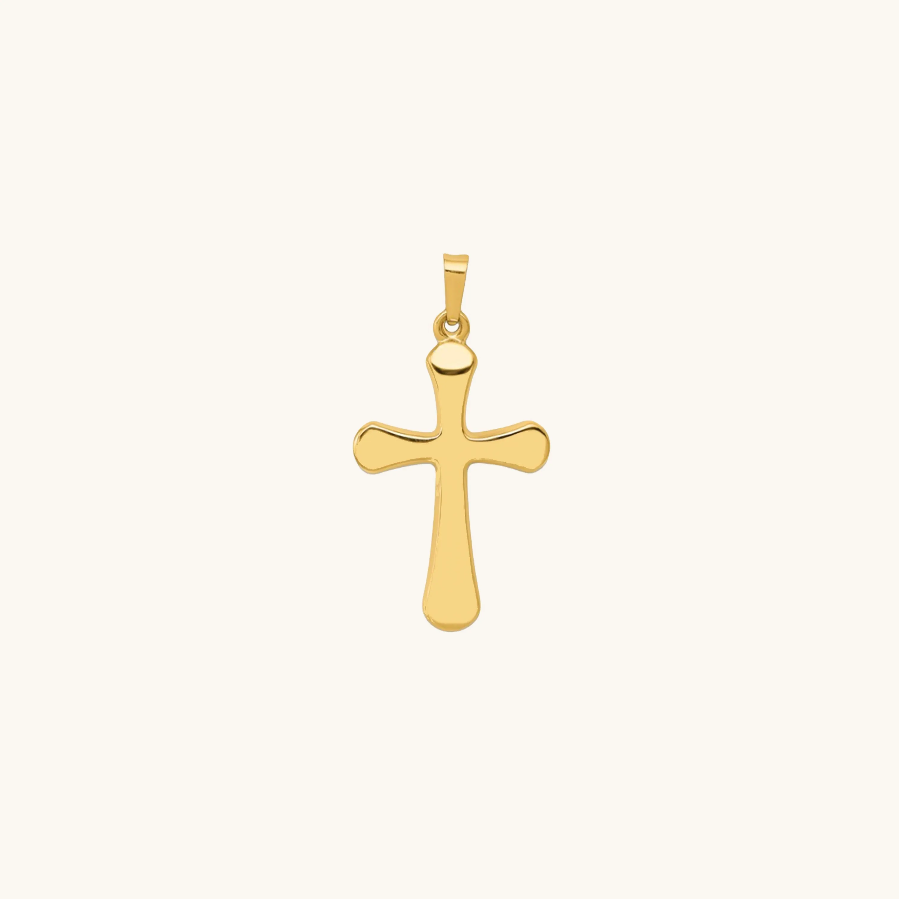 14K GOLD ROUNDED CROSS PENDANT