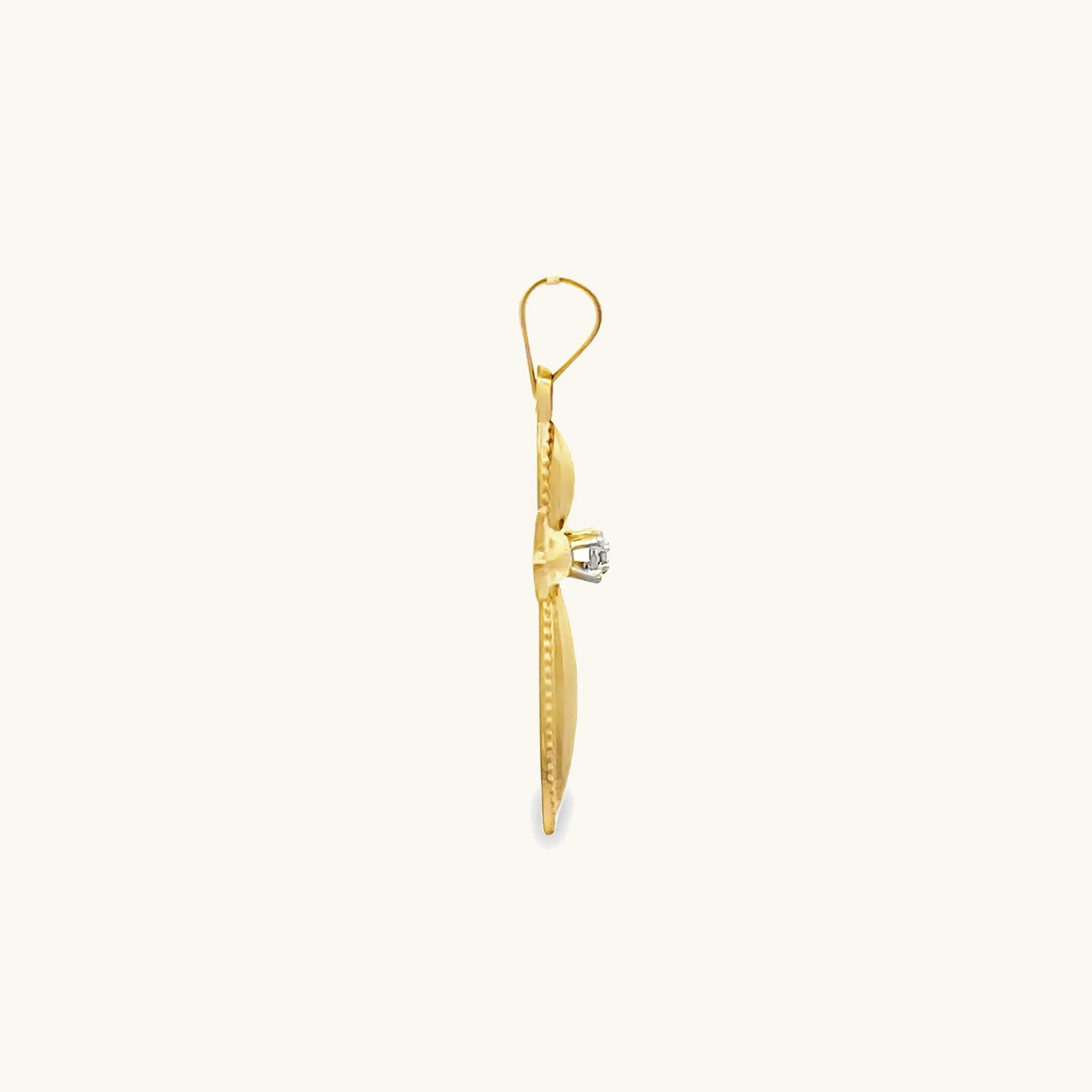 14K YELLOW GOLD DIAMOND PUFFED CROSS PENDANT