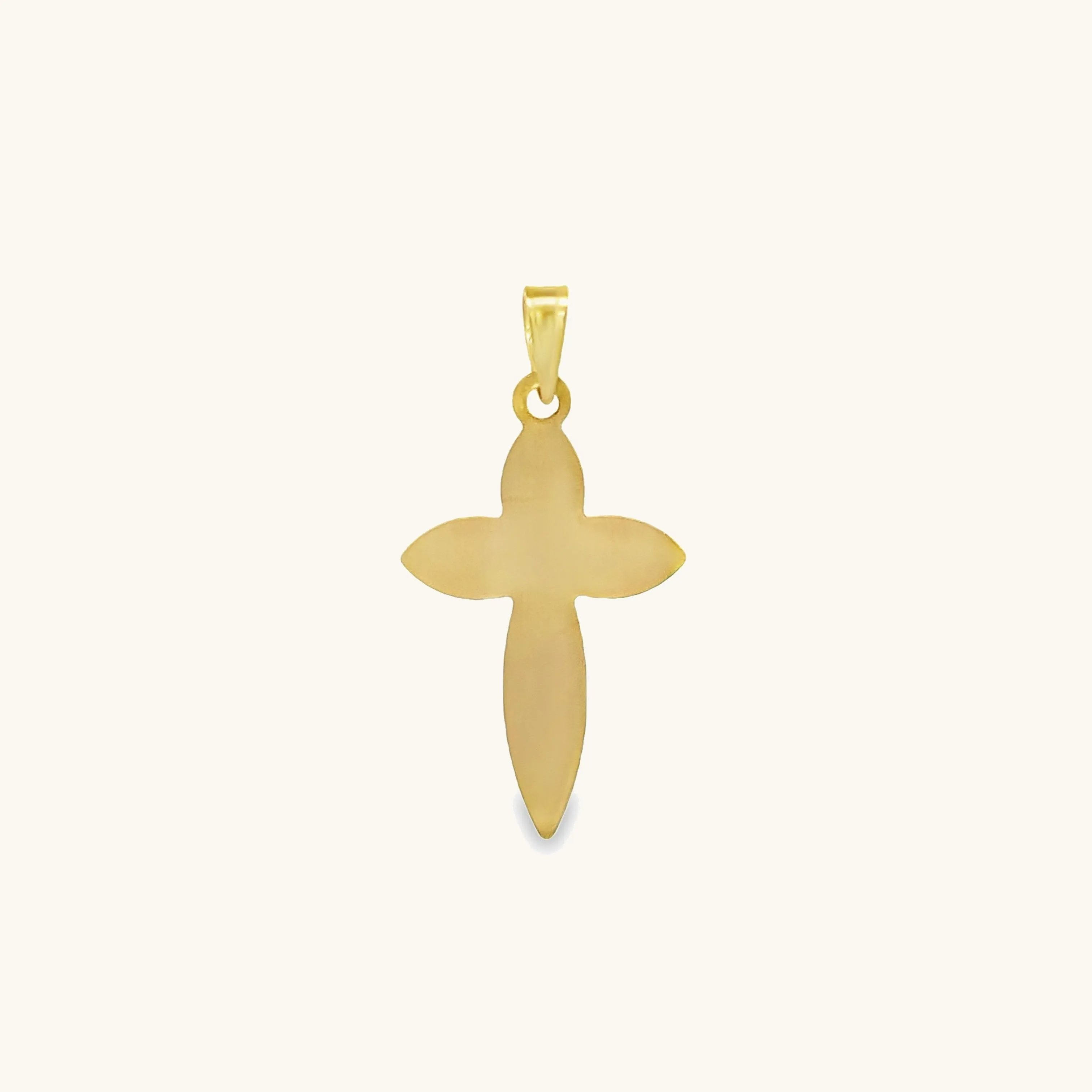 14K YELLOW GOLD DIAMOND PUFFED CROSS PENDANT