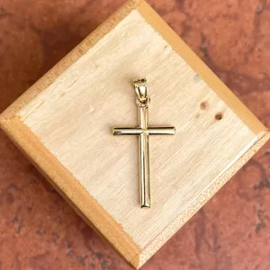 14KT Yellow Gold Simple Cross Pendant 31mm
