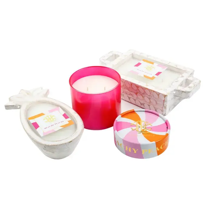 $15.00 min 4 - BEACHY PEACHY SANGRIA WHITEWASHED RECTANGLE CANDLE
