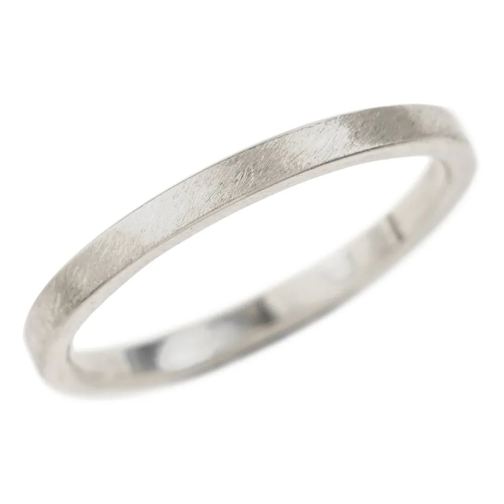 1.7mm Wide x 1.7 mm 14k White Gold Square Wedding Band, Matte