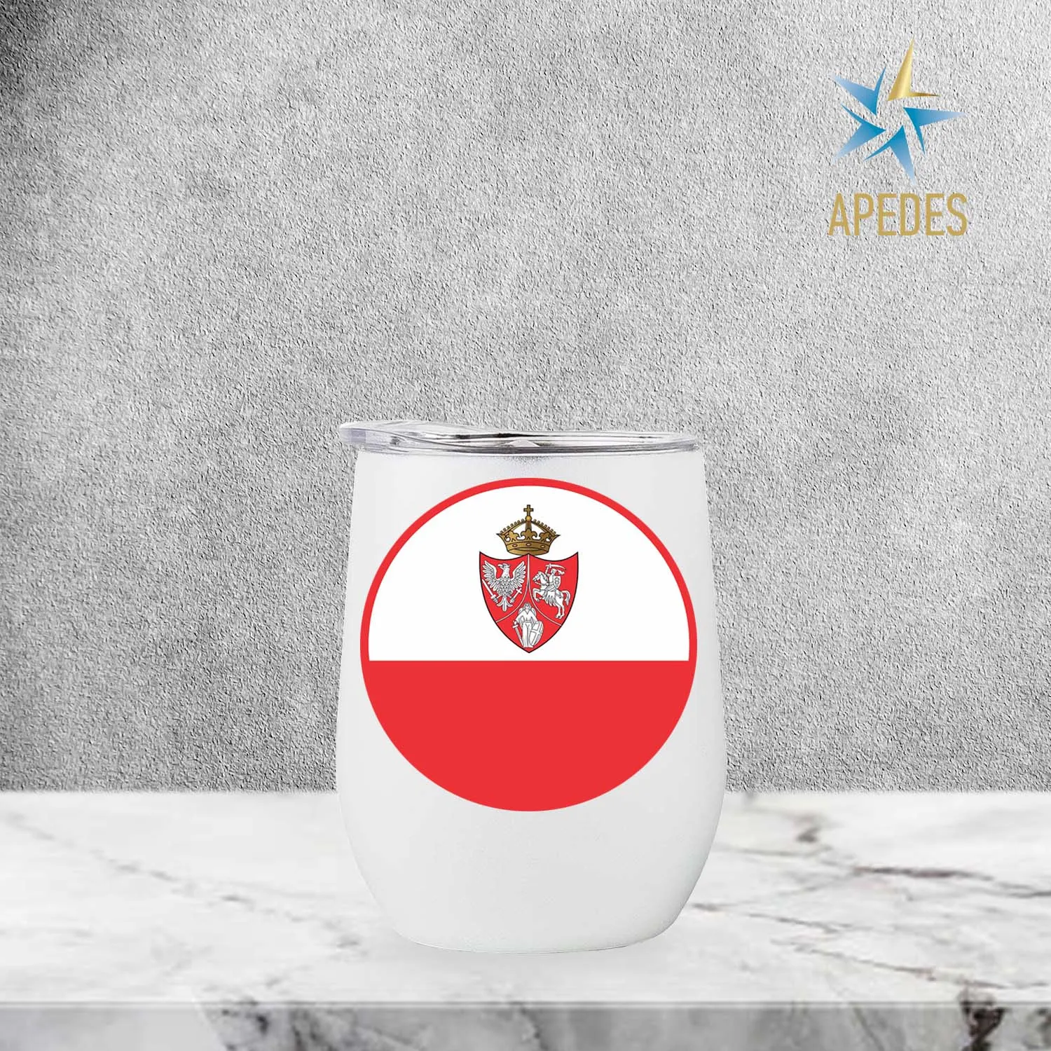 1861 Poland Lithuania Kiev Belarus Marine Flag Stainless Steel Stemless Wine Cup 12 OZ
