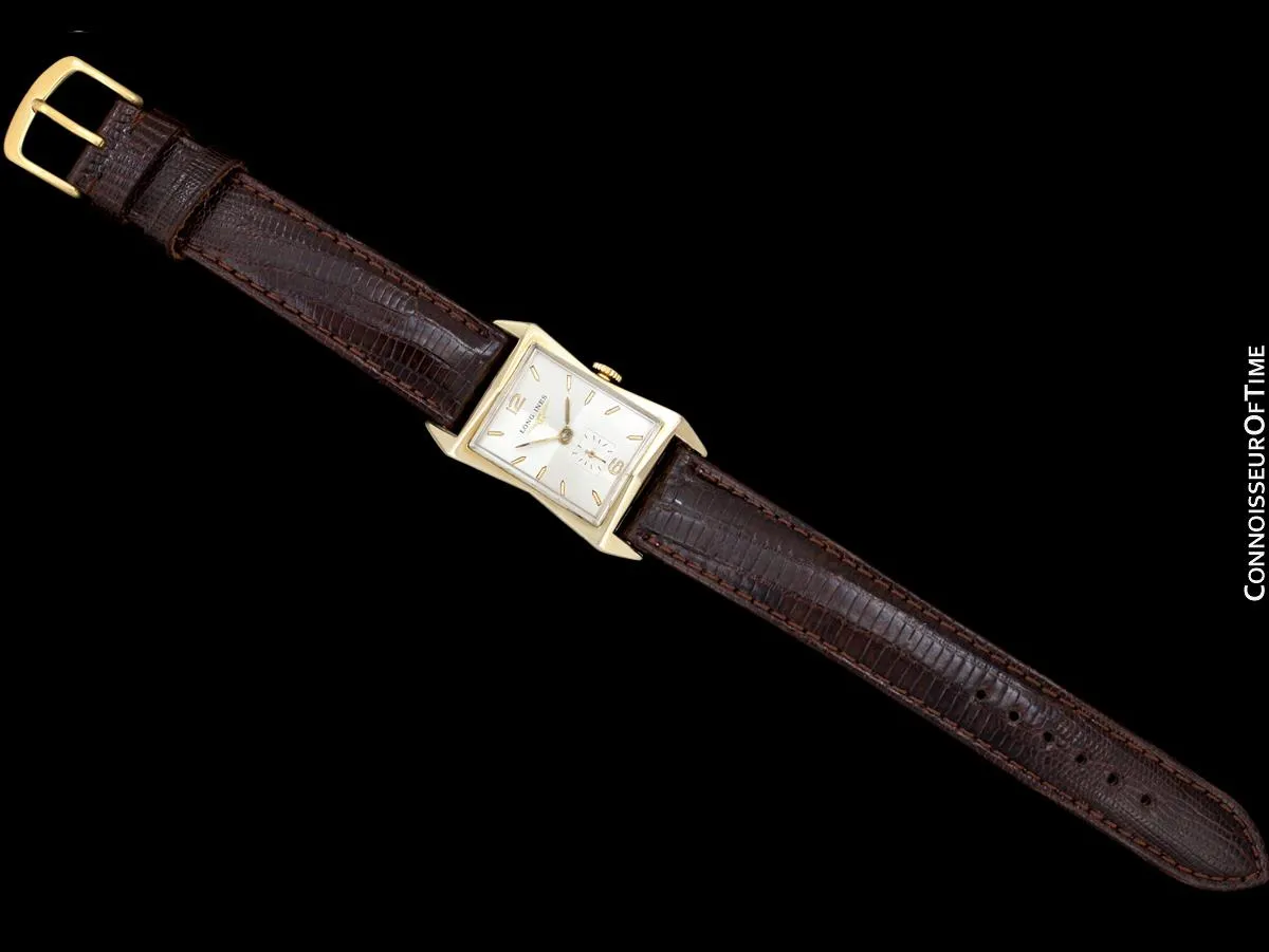 1954 Longines Vintage Mens Watch, 10K Gold Filled - Pointed Hourglass