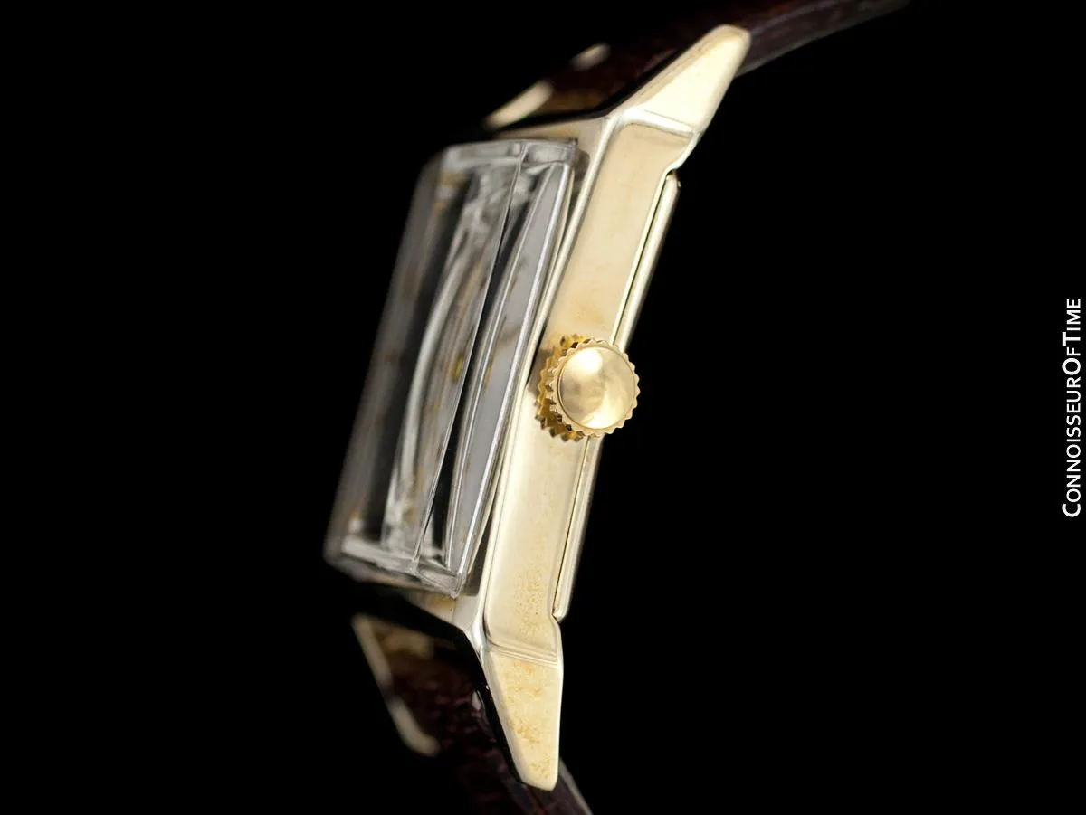 1954 Longines Vintage Mens Watch, 10K Gold Filled - Pointed Hourglass