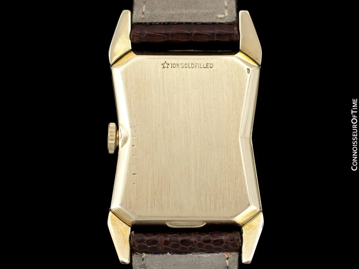 1954 Longines Vintage Mens Watch, 10K Gold Filled - Pointed Hourglass