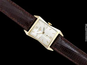 1954 Longines Vintage Mens Watch, 10K Gold Filled - Pointed Hourglass