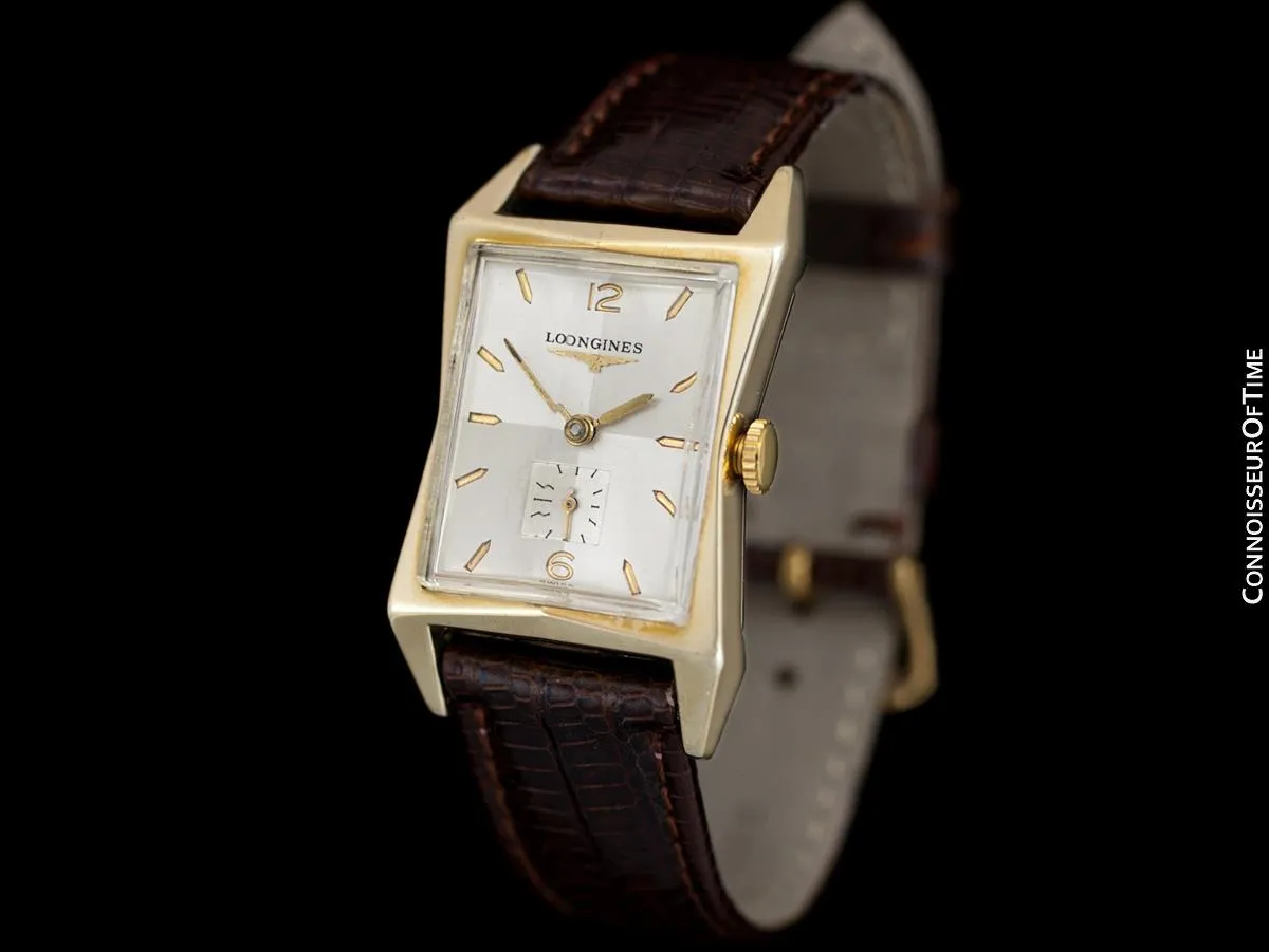 1954 Longines Vintage Mens Watch, 10K Gold Filled - Pointed Hourglass