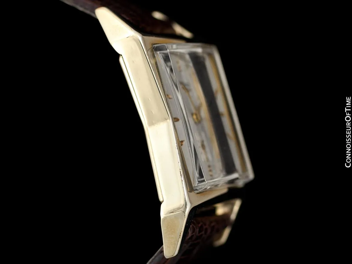1954 Longines Vintage Mens Watch, 10K Gold Filled - Pointed Hourglass