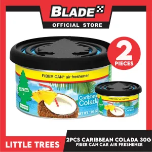 2pcs Little Trees Fiber Can Air Freshener 30g (Carribean Colada) Fiber Can Provides a Long-Lasting Scent for Auto or Home