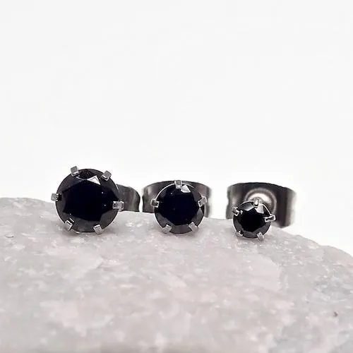 3-pairs CZ Prong Earrings 20g