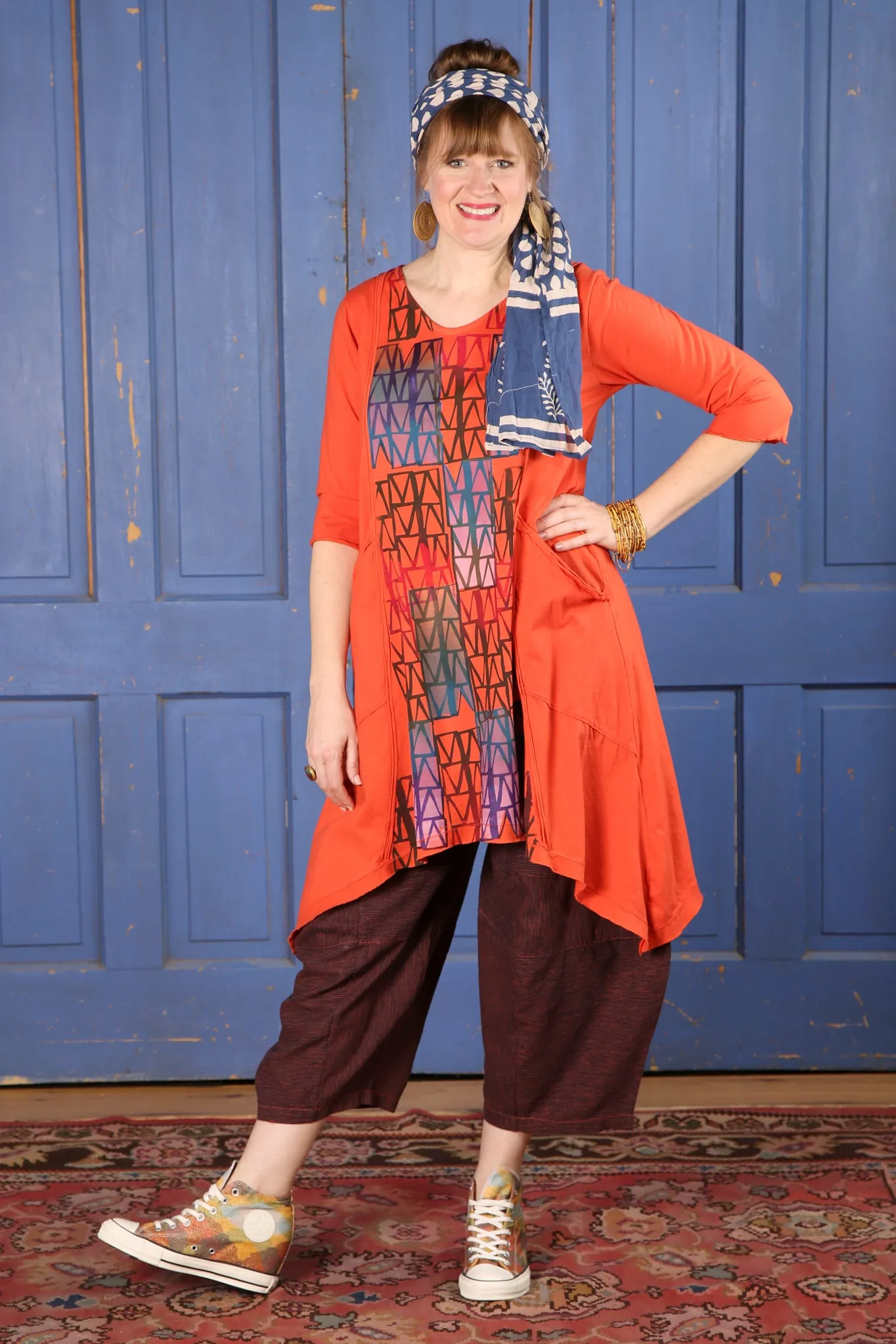 3289 Striped Four Square Pant Saffron/Indigo Stripe - Unprinted