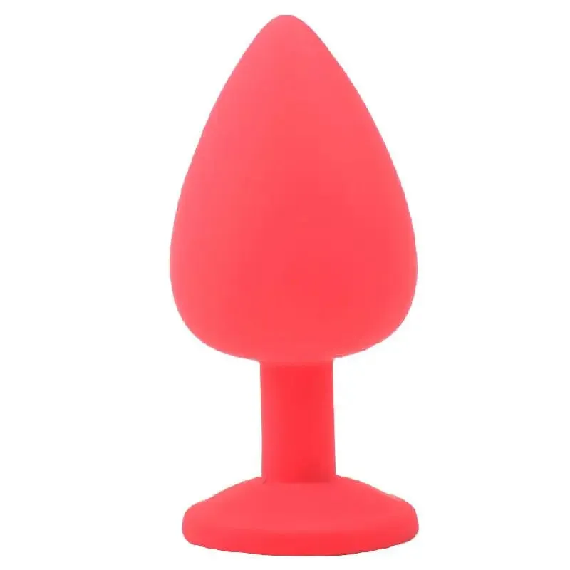3.5-inch Silicone Red Large Jewelled Butt Plug with Diamond Base