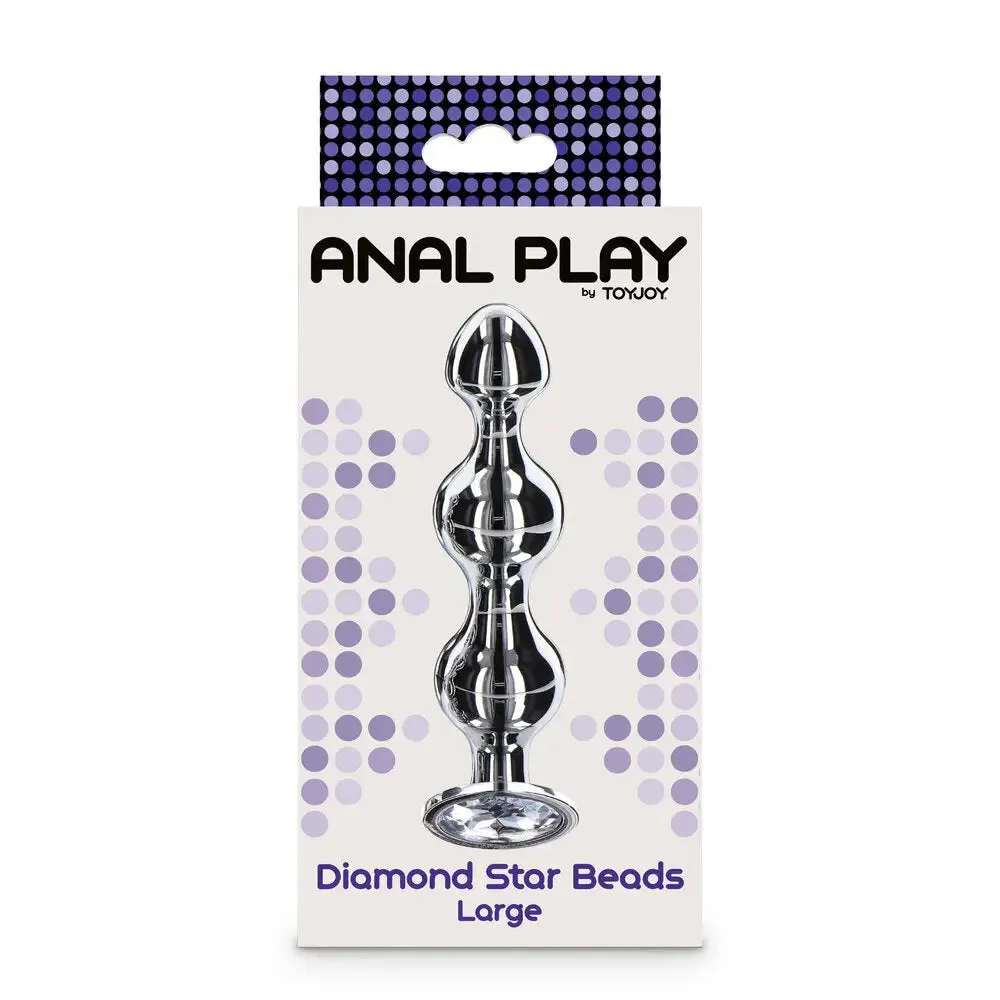 5.25-inch Toy Joy Stainless Steel Metal Large Diamond Anal Beads