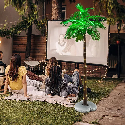 6 FT LED Lighted Artificial Palm Tree Hawaiian Style Tropical with Water Bag - C