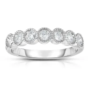 7-Stone 0.45Ct Diamond Milligrain Ring in 14K Gold