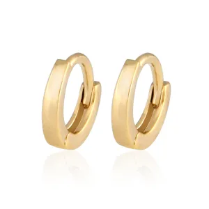 8 mm_ Plain Huggie Hoop Earrings 14K Gold Plated