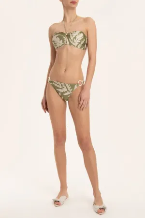 Adriana Degreas Classic Foliage Strapless W/ Hoops Bikini Set