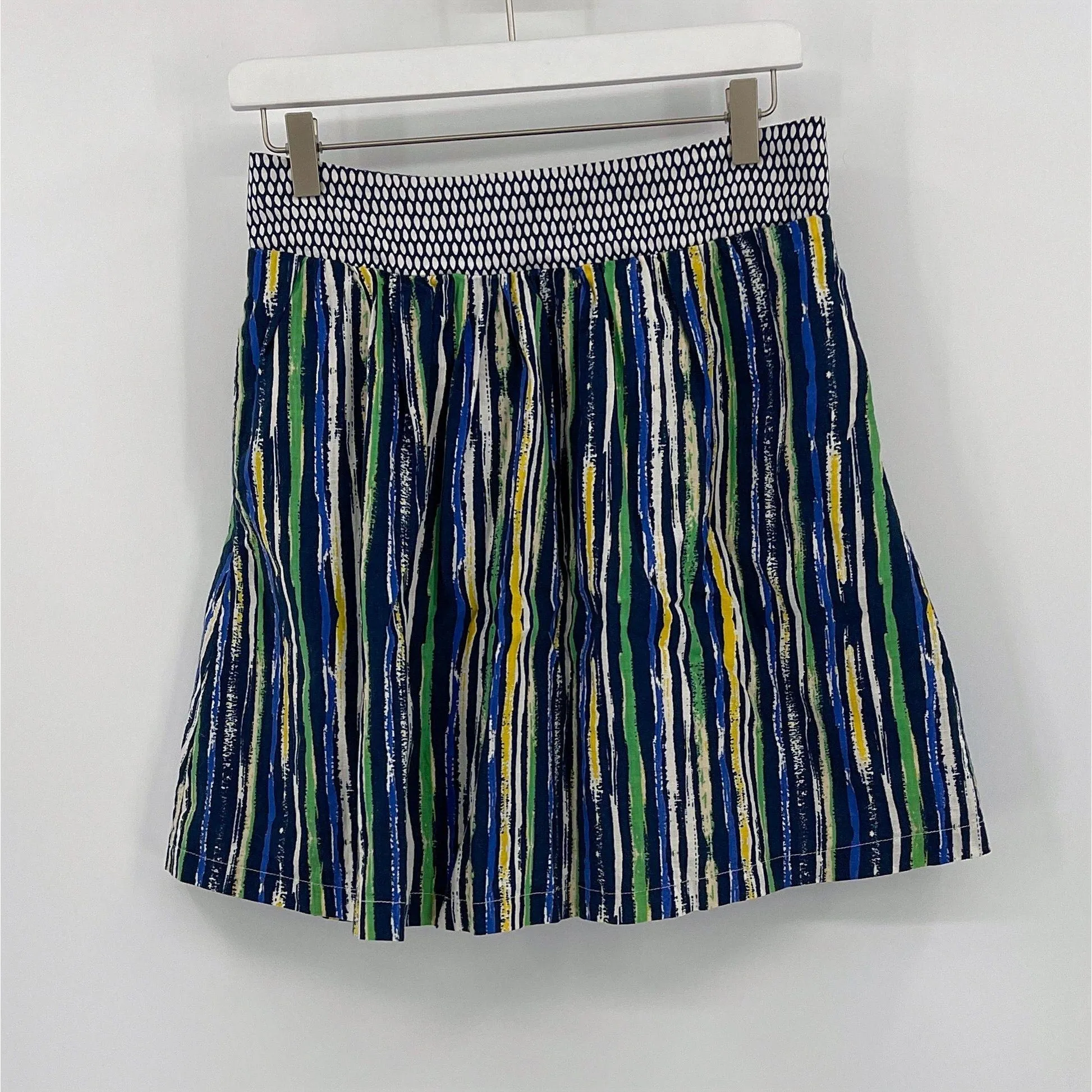 Anthropologie Porridge Blue Duo Striped Dot Skirt