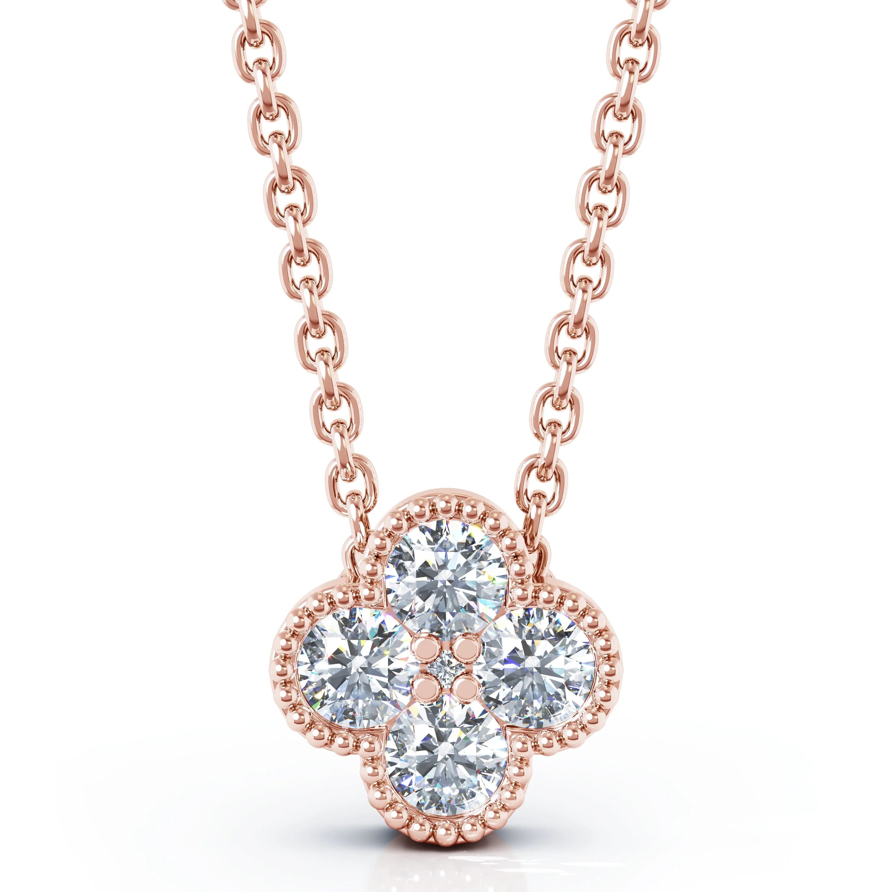 Antique Design 0.40Ct Diamond Flower Necklace Special in 14K Gold