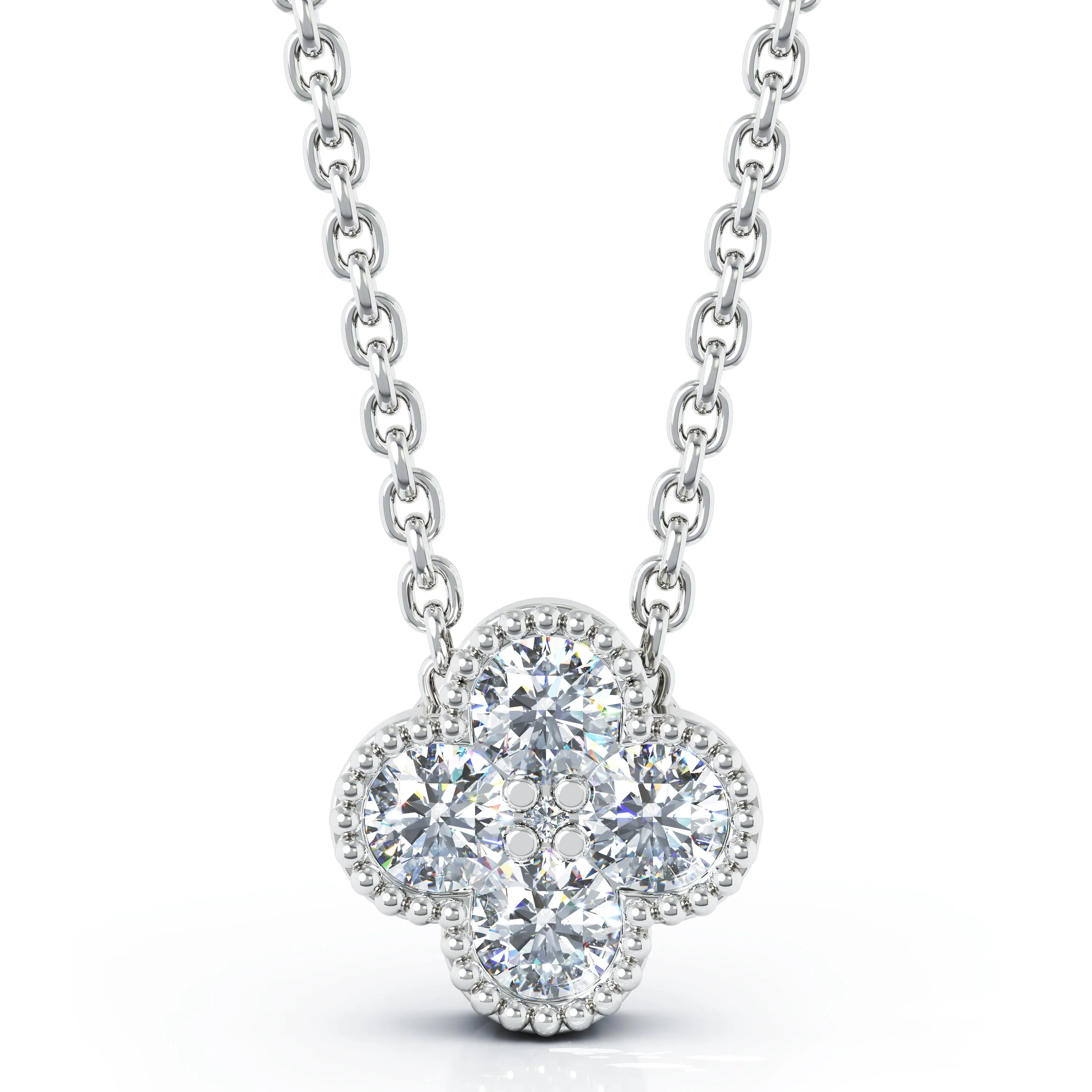 Antique Design 0.40Ct Diamond Flower Necklace Special in 14K Gold