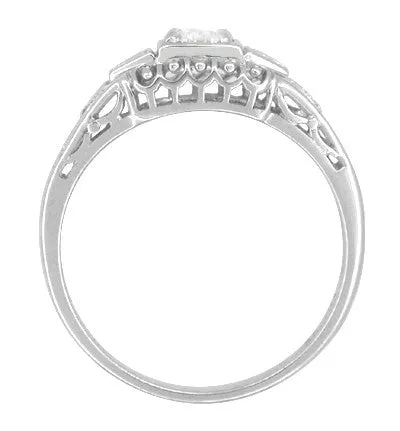Art Deco White Sapphire Filigree Promise Ring in Sterling Silver