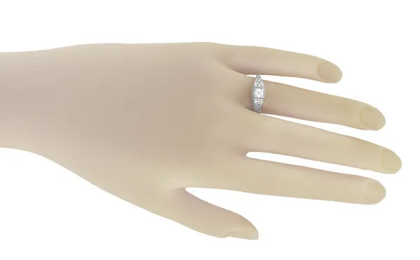 Art Deco White Sapphire Filigree Promise Ring in Sterling Silver