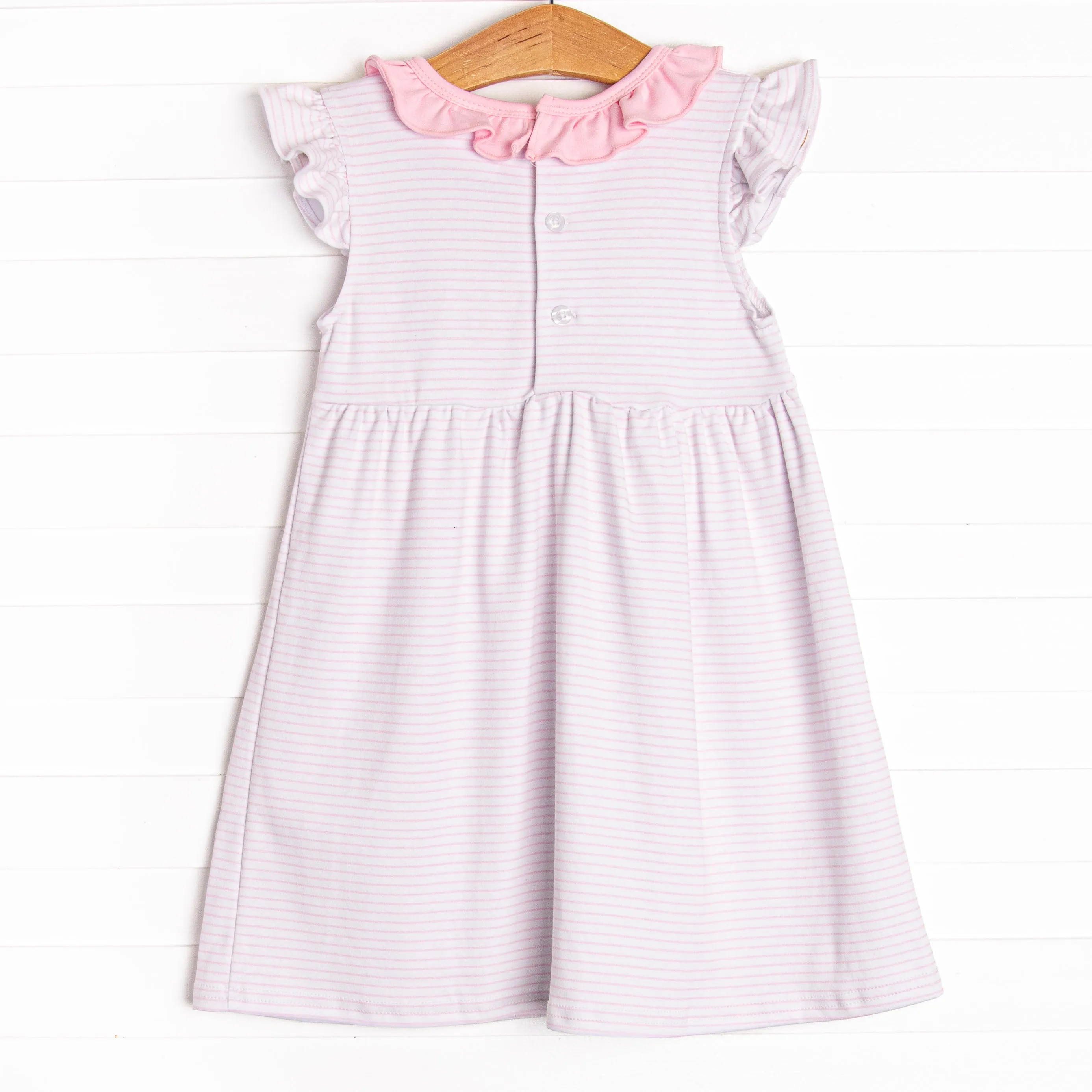 Aurora Angel Sleeve Pima Applique Dress, Pink