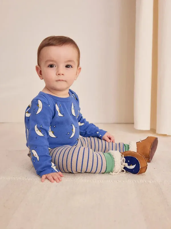 Baby Stripes Waffle Leggings, Blue Stripes