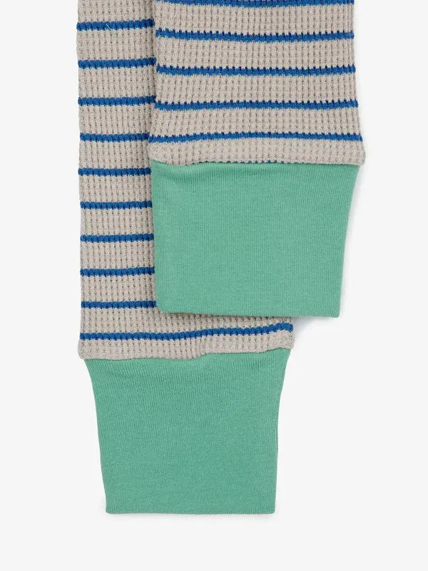 Baby Stripes Waffle Leggings, Blue Stripes